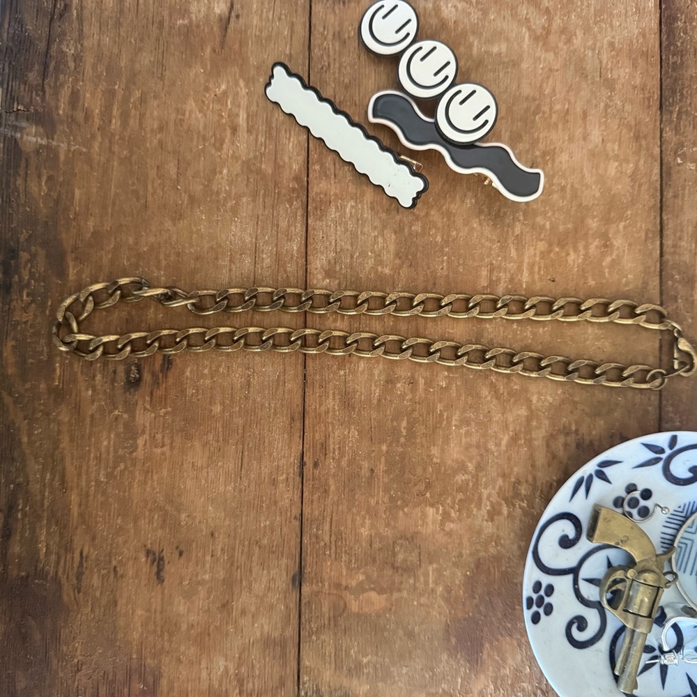 Brass color stainless steel Necklace - long choker